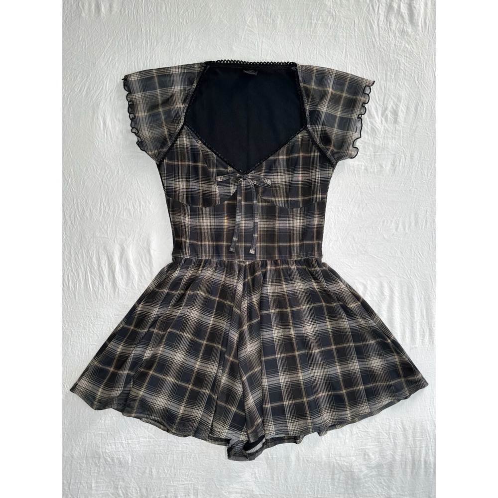Urban Outfitters Plaid Milly Mesh Playsuit Romper